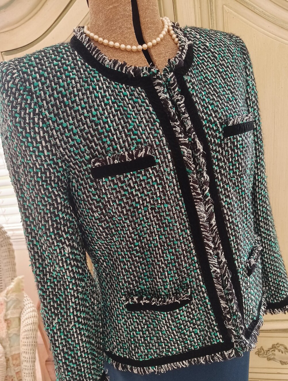 VINTAGE "SAG HARBOR" TWEED DESIGNER INSPIRED JACKET.